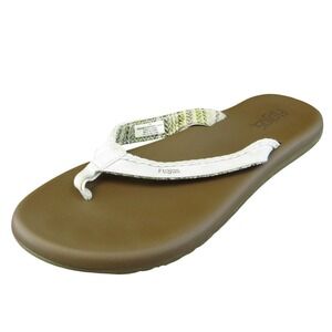 Flojos  Women Flip Flop Sandal Shoes Size 10‎ Medium White Synthetic